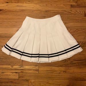 Forever 21 white pleated skirt with black ribbon stripes